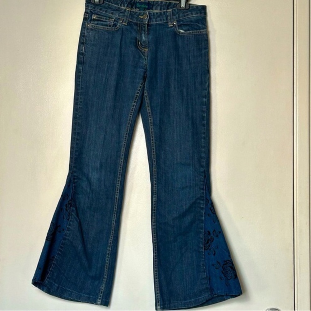 Boden Redone Floral Patchwork Flare Medium Wash Denim/Jeans- 10L